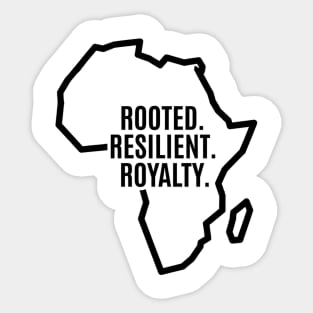 Rooted. Resilient. Royalty. - Africa Outline Design Sticker